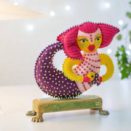 Felt Mermaid Sculpture - Handmade Textile Art Doll, Quirky Sea Diva, One-Of-A-Kind - thumbnail 3
