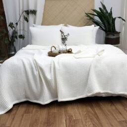 Waffle Cotton Bedspread Queen/King Size Soft Bed Throw - thumbnail 4