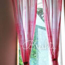 Light Red Tie Dye Cotton Curtains, Boho Decor, 82-Inch - thumbnail 2