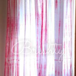 Light Red Tie Dye Cotton Curtains, Boho Decor, 82-Inch - thumbnail 3