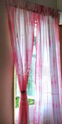 Light Red Tie Dye Cotton Curtains, Boho Decor, 82-Inch