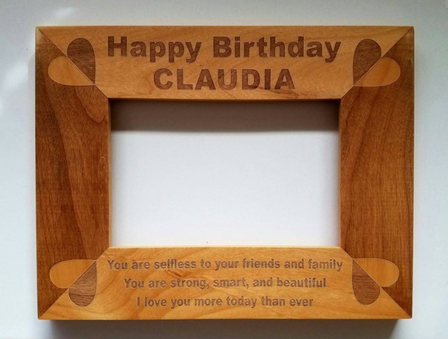 Personalized Laser Engraved Alder Wood Picture Frame Friend Happy Birthday Gift
