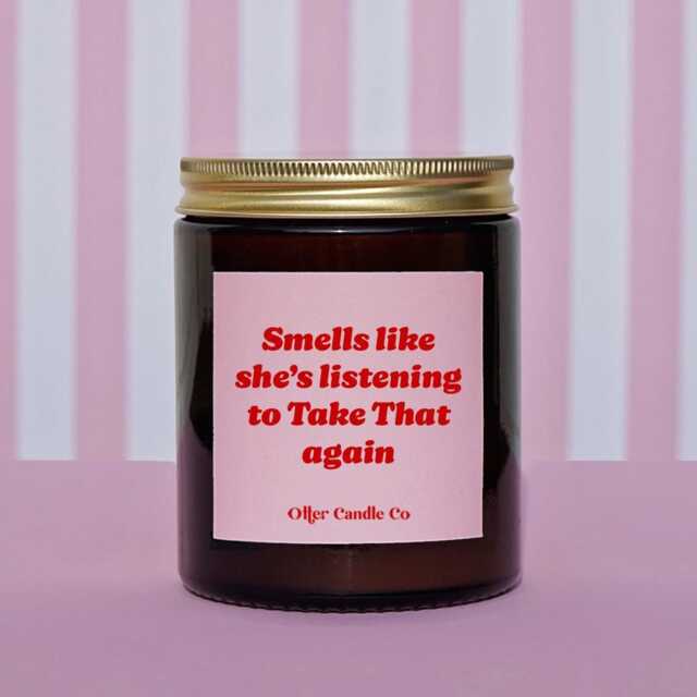 Smells Like She's Listening To Take That Again Soy Candle, Funny Gift For Her - image 1