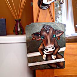 Farmhouse Cow Painting On Slate Rustic Wall Decor - thumbnail 2