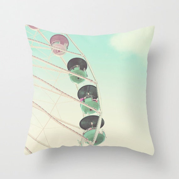 Carnival Pillow Case - Ferris Wheel Cover Fair Vintage 16x16 18x18 20x20 - image 1