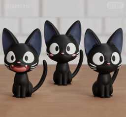 Jiji Inspired Black Cat Figure - Cute Anime Desk Decor, Kawaii Witch Statue, 3D Printed Collectible - 6cm, 10cm, 14cm - thumbnail 1