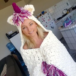 Unicorn Blanket, Hooded White, Pink, Purple, Blue, Child, Adult, Crochet, Ready To Ship - thumbnail 3
