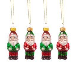 Garden Gnome Christmas Tree Decorations - Set Of 4 - Festive Winter Red Green Gardening Nature Earth Planting Plant Wellies Grow Gift