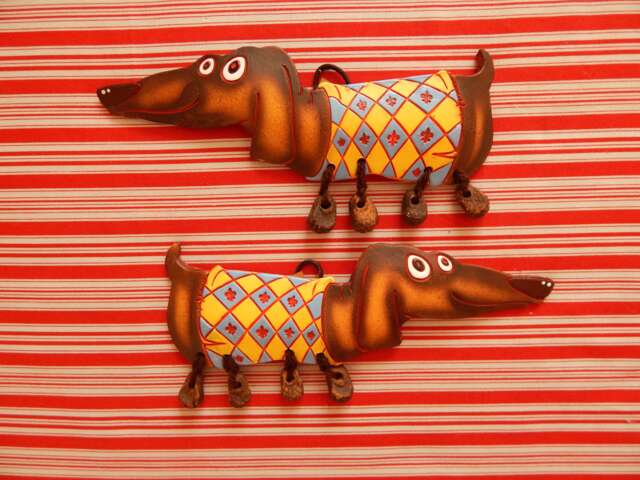 Ceramic Wall Funny Dachshund. Playful Dog. Wall Art. Dog Hanging. Hand Made Ceramics. Hanging Decor - image 1