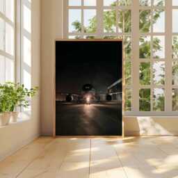 Airplane Wall Art - Night Airport Poster Aviation Decor Modern Jet Plane Print Pilot Gift Travel Photography Inspired Artwork - thumbnail 3