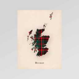 Clan Buchan Scottish Tartan Map - Of Scotland Family Wall Decor, Ready To Hang - thumbnail 2
