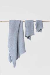 Light Gray Waffle Towel Set - Soft Linen Bath Towels For Body, Face, Hand Absorbent Stonewashed Quick Dry Spa Gift - thumbnail 1