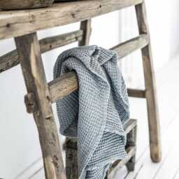 Light Gray Waffle Towel Set - Soft Linen Bath Towels For Body, Face, Hand Absorbent Stonewashed Quick Dry Spa Gift - thumbnail 2