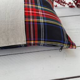 stag Pillow Cover, Farmhouse Covers, Plaid Rustic Tartan Sham - thumbnail 2