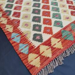 Kilim Rug, Handwoven Artisan Afghan Turkish Aztec Natural Reversible Wool Rug 153x105 cm - thumbnail 2