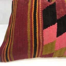 Vintage Kilim Pillow Cover, Bohemian Throw Pillow, 16x16 - thumbnail 3