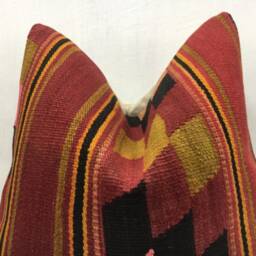 Vintage Kilim Pillow Cover, Bohemian Throw Pillow, 16x16 - thumbnail 2