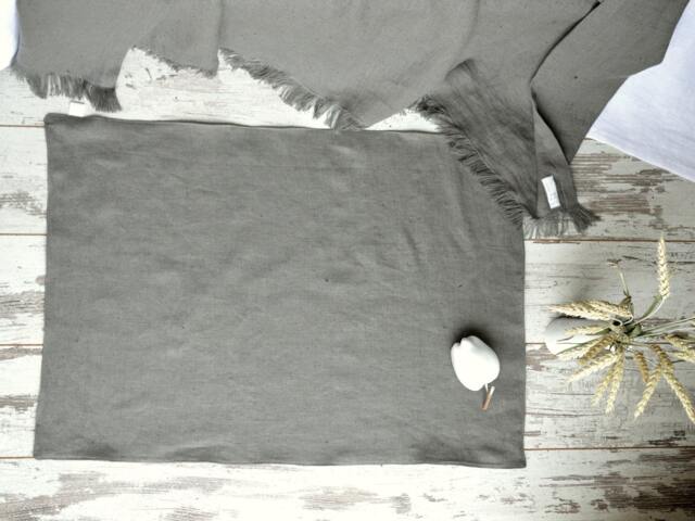 Heavy Linen Bath Mat, Double-Layered Stone Gray Rug - image 1