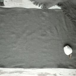 Heavy Linen Bath Mat, Double-Layered Stone Gray Rug - thumbnail 3