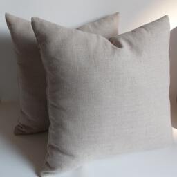 Natural Linen Pillow Covers - Set Of 2 - 18''x18'' Decorative Cushion - thumbnail 2