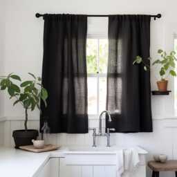 Elegant Linen Cafe Curtains - Custom Length Window Drapes - Christmas Gift For Her - thumbnail 2