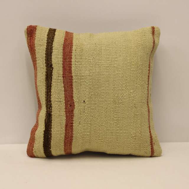 Handmade Wool Kilim Pillow Cover, Boho Sofa Cushion - 12x12 Inches - image 1