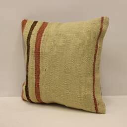 Handmade Wool Kilim Pillow Cover, Boho Sofa Cushion - 12x12 Inches - thumbnail 3