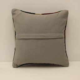 Handmade Wool Kilim Pillow Cover, Boho Sofa Cushion - 12x12 Inches - thumbnail 4