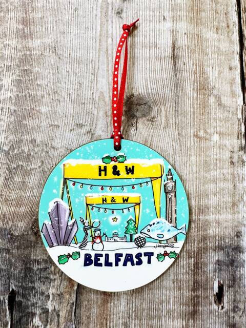 Belfast Little Landmarks Melamine & Hardboard Hanging Decoration Christmas Scene - image 1