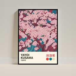 Yayoi Kusama Cherry Blossoms Landscape Poster - Modern Japanese Art Wall Print For Home Japan Deco Gift - thumbnail 1