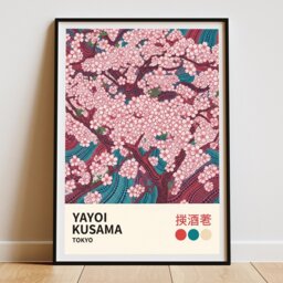 Yayoi Kusama Cherry Blossoms Landscape Poster - Modern Japanese Art Wall Print For Home Japan Deco Gift - thumbnail 3