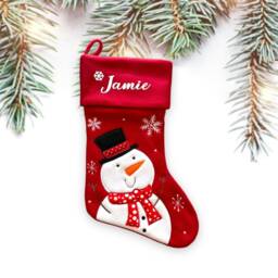 Personalised Red Christmas Stocking, Luxury Santa, Snowman, Reindeer Or Penguin, Family - thumbnail 3