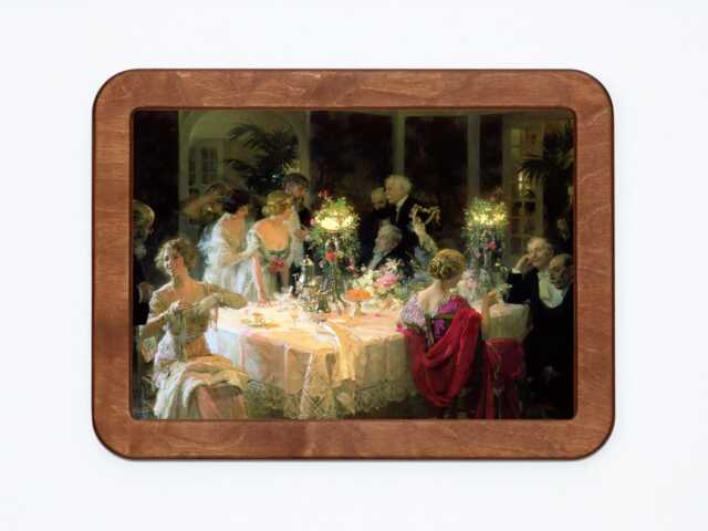 The Dinner Party Jules Grun Post Impressionism Classic Painting Wooden Framed Art Print - image 1