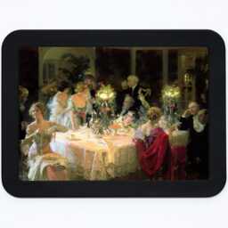 The Dinner Party Jules Grun Post Impressionism Classic Painting Wooden Framed Art Print - thumbnail 3