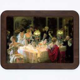 The Dinner Party Jules Grun Post Impressionism Classic Painting Wooden Framed Art Print - thumbnail 2