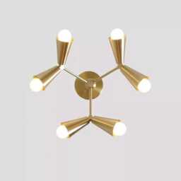 Mid-Century 6-Light Pendant Chandelier - Brushed Brass Finish Sputnik Light Elegant Vanity Lamp Ceiling Fixture - thumbnail 3