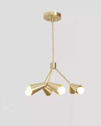 Mid-Century 6-Light Pendant Chandelier - Brushed Brass Finish Sputnik Light Elegant Vanity Lamp Ceiling Fixture - thumbnail 1