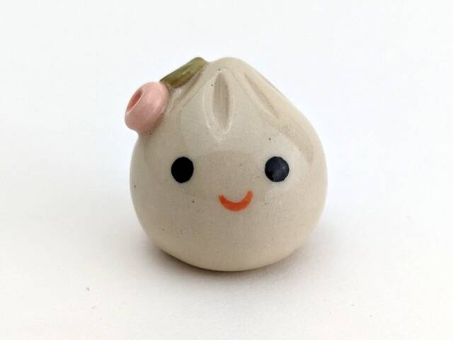 Cute Handmade Ceramic Dumpling With Flower. Happy Soup Dumpling. Adorable Gyoza. Xiao Long Bao. Small-Batch Ceramics. Hand-Painted Pottery - image 1