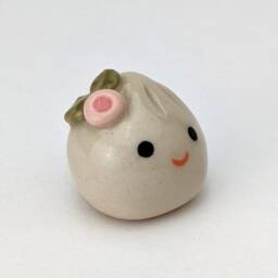 Cute Handmade Ceramic Dumpling With Flower. Happy Soup Dumpling. Adorable Gyoza. Xiao Long Bao. Small-Batch Ceramics. Hand-Painted Pottery - thumbnail 2