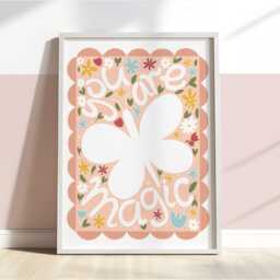 Set Of 6 Personalised Gallery Wall Prints in Pastel Pink & Green, Girl Flower Bedroom Decor, Teen Tween Poster - thumbnail 3