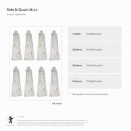 Lighthouses Fabric Wall Stickers. Removable & Reusable - thumbnail 3