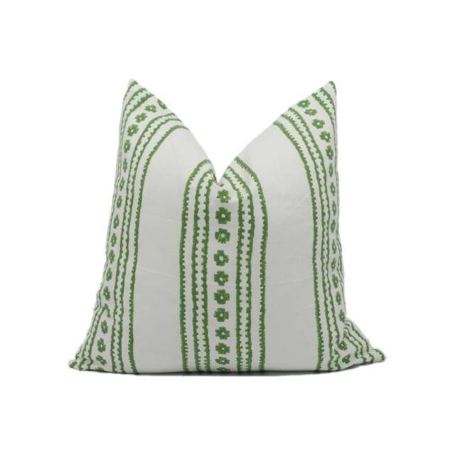 Thibaut - New Haven Stripe Green Crafty Playful Designer Cushion Cover Luxury Throw Pillow Handmade Home D??cor - image 1