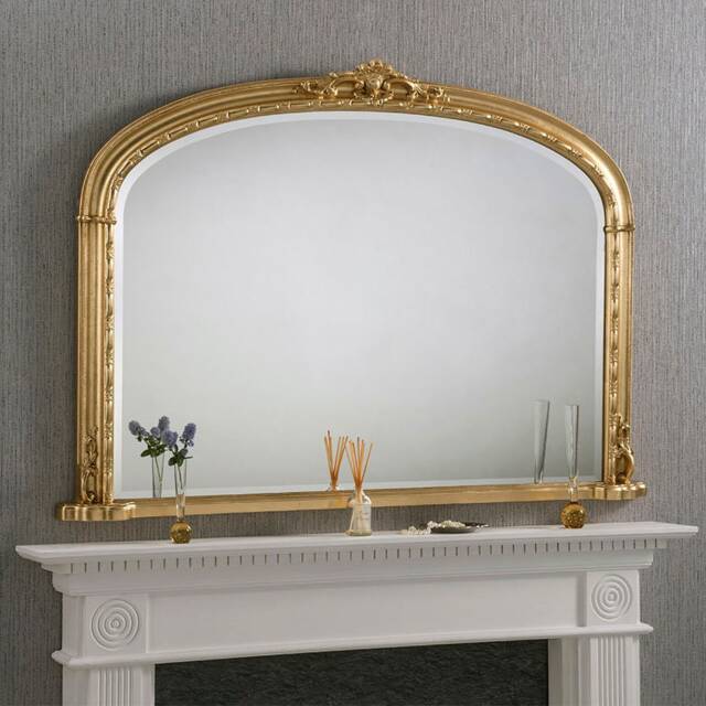 Antique Gold Large Arch Top Over Mantle Ornate Mirror - Windsor Choice Of Frame Colour - image 1