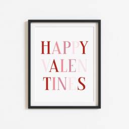 Valentines Day Print, Happy Red & Pink Block Letter Home Unframed Wall Art - thumbnail 3