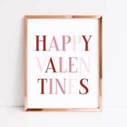 Valentines Day Print, Happy Red & Pink Block Letter Home Unframed Wall Art - thumbnail 2