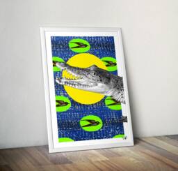 Crocodile Art Print African Fabric, Kids Room Decor - thumbnail 1