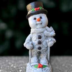 stone Snowman Sculpture Concrete Figurine Outdoor Winter Decor Handmade Front Door Ornament Christmas Art - thumbnail 2