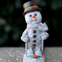 stone Snowman Sculpture Concrete Figurine Outdoor Winter Decor Handmade Front Door Ornament Christmas Art - thumbnail 4