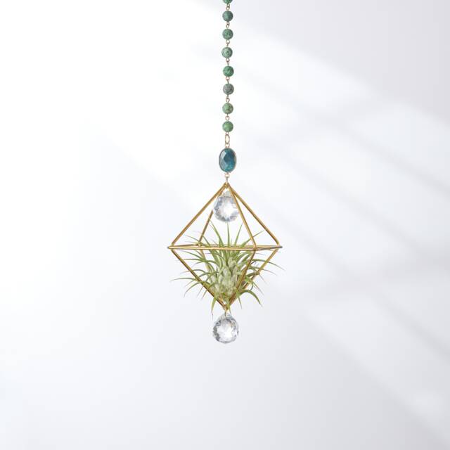 Green African Turquiose Hanging Air Plant Holder With Prism, Hanger, Display, Lover Gift, Decor - image 1
