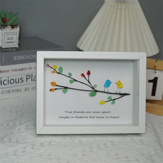 Personalized Sea Glass Bird Art, Handmade Friends Gift, Unique Wall Decor - image 1